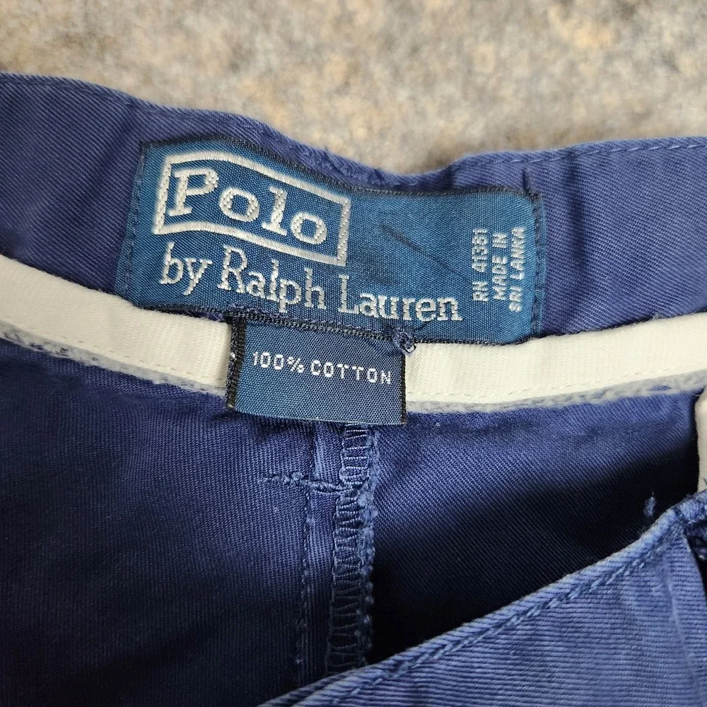 Polo Ralph Lauren VTG Chino Shorts Men 36 W 9 Inseam Navy Blue Preppy Sporty